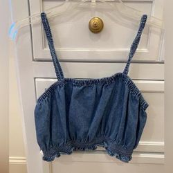 American Eagle Outfitters Tops | Denim Crop Top | Color: Blue | Size: M