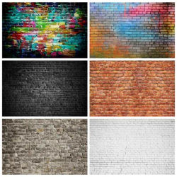 Grunge Brick Wall Stone Photography Backdrop Greenery Green Leaves Graffiti Wedding Baby Birthday