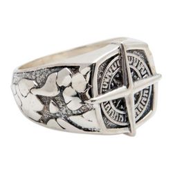 Guide,'Men's Nautical-Themed Compass Sterling Silver Signet Ring'