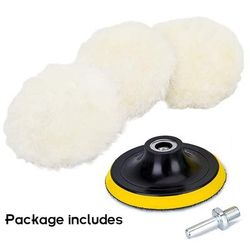 TEMU 5pcs Flannel Car Waxing Polishing Pads Set, 4 Inch M10/m14 Drill Connector Buffing Wheel For Care And Styling