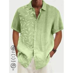 Per uomo Sfumatura Foglie Piante Tropicali Camicia Camicia hawaiana estiva Camicia Aloha Maniche Corte Camicia Collo ripiegato Tropicale Moda Streetwear Quotidiano Camicia hawaiana Ferie Rosa Blu