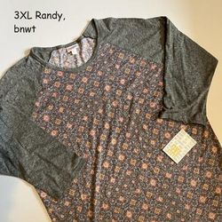 Lularoe Tops | 3xl Lularoe Randy Unisex Jersey, Vintage Faded Grey With Flower Fabric | Color: Gray | Size: 3x