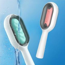 Vigor Two In One Hair Removal Cleaning Double Side Bath Rake Comb Pet Dog Cat Shedding Deshedding Brush Grooming Comb With Water Tank - Blue
