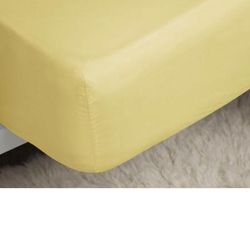 Belledorm Belledorm 200 Thread Count Cotton Percale Extra Deep Fitted Sheet (Lemon) (Queen) (UK - Kingsize) - Yellow