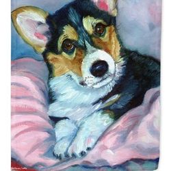 Caroline's Treasures 11 x 15 1/2 in. Polyester Corgi Puppy with pink blanket Garden Flag 2-Sided 2-Ply