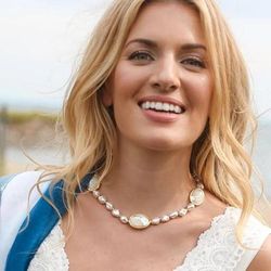 Saachi Style Santa Barbara White Pearl Statement Necklace - White