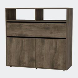 FM Furniture Gianna Dresser, Double Door Cabinet, One Drawer, Five Shelves - Brown