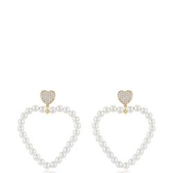 Ettika Big Heart 18k Gold Plated Pearl Earrings - Gold - OS