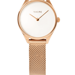 Nacre Mini Lune Watch - Rose Gold - Rose Gold Mesh - Pink