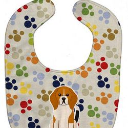 Caroline's Treasures Pawprints Beagle Tricolor Baby Bib