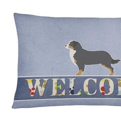 Caroline's Treasures 12 in x 16 in Outdoor Throw Pillow Bernese Mountain Dog Welcome Canvas Fabric Decorative Pillow
