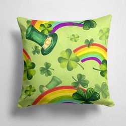 Caroline's Treasures 14 in x 14 in Outdoor Throw PillowWatercolor St Patrick's Day Lucky Leprechan Fabric Decorative Pillow - 15 X 15 IN