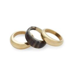 SOKO Mixed Material Fanned Ring Stack - Gold - 9