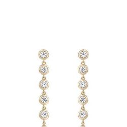 Ettika Elegantly Modern Crystal And Pearl 18k Gold Plated Dangle Earrings - Gold - ONE SIZE