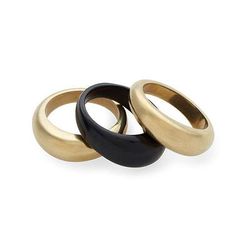 SOKO Mixed Material Fanned Ring Stack - Black - 9