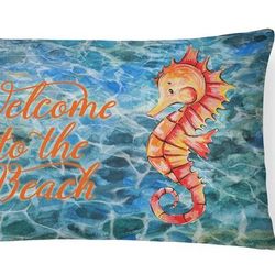 Caroline's Treasures 12 in x 16 in Outdoor Throw Pillow Seahorse Welcome Canvas Fabric Decorative Pillow