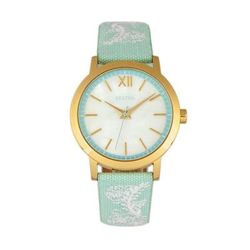 Bertha Watches Penelope MOP Nylon-Overlaid Leather-Band Watch - Green