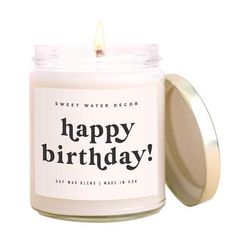 Sweet Water Decor Happy Birthday Soy Candle - Clear Jar - 9 oz - White - 9OZ