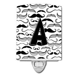 Caroline's Treasures Letter A Moustache Initial Ceramic Night Light