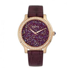 Bertha Watches Cora Crystal-Encrusted Leather-Band Watch - Purple