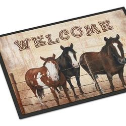 Caroline's Treasures 24 in x 36 in Welcome Mat with Horses Door Mat Indoor/Outdoor