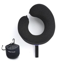 Cushion Lab Ergonomic Travel Neck Pillow - Black - L