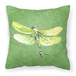 Caroline's Treasures 14 in x 14 in Outdoor Throw PillowDragonfly on Avacado Fabric Decorative Pillow - 15 X 15 IN