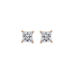 Diamonbliss Solitaire Princess Stud Earrings - Pink - CARAT: 1