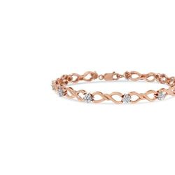 Haus of Brilliance 10k Rose Gold 1/2 Cttw Diamond Cluster And Infinity Weave Link Bracelet - Pink - 7