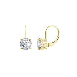 Diamonbliss Round Solitaire Earrings With Leverback - Gold - CARAT: 1
