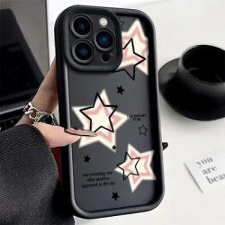 Cute Pink Stars Case for Samsung A16 A15 A35 A55 A54 A34 A33 A53 A52 A13 A14 4G S25 S24 Ultra S22
