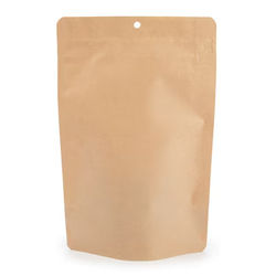 Kraft Eco Stand Up Zipper Pouch w/ Pocket Zipper 5 7/8" x 3 1/2" x 9 1/8" 100 pack