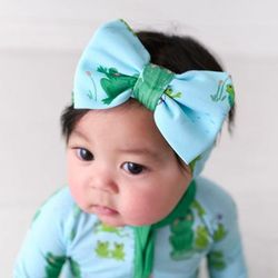 Leaping Love Luxe Baby Girl Soft & Stretchy Bamboo Bow Headbands - Newborn - 3T