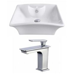 19.5-in. W Above Counter White Vessel Set For 1 Hole Center Faucet - American Imaginations AI-17804