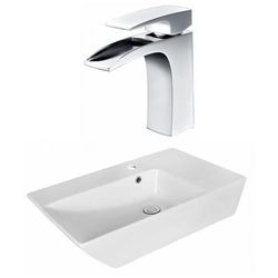 25.5-in. W Above Counter White Vessel Set For 1 Hole Center Faucet - American Imaginations AI-18072