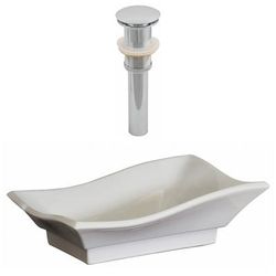 20-in. W Above Counter White Vessel Set For Wall Mount Drilling - American Imaginations AI-14898