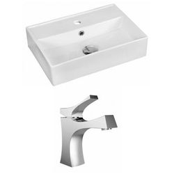 19.75-in. W Above Counter White Vessel Set For 1 Hole Center Faucet - American Imaginations AI-15215