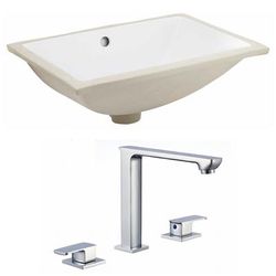 18.25-in. W CUPC Rectangle Undermount Sink Set In White - Chrome Hardware - American Imaginations AI-22892