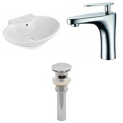 22.75-in. W Wall Mount White Vessel Set For 1 Hole Center Faucet - American Imaginations AI-26139
