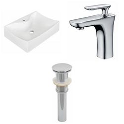 21.5-in. W Wall Mount White Vessel Set For 1 Hole Center Faucet - American Imaginations AI-26242