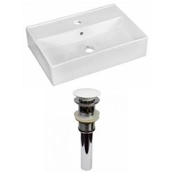 19.75-in. W Above Counter White Vessel Set For 1 Hole Center Faucet - American Imaginations AI-31206