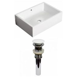 20-in. W Above Counter White Vessel Set For Wall Mount Drilling - American Imaginations AI-31461