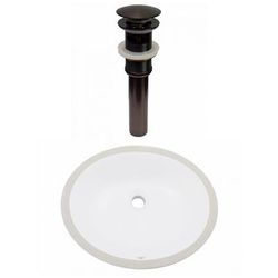 16.5-in. W CUPC Oval Undermount Sink Set In White - Oil Rubbed Bronze Hardware - Overflow Drain Incl. - American Imaginations AI-31781