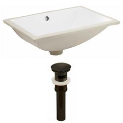 20.75-in. W CSA Rectangle Undermount Sink Set In White - Oil Rubbed Bronze Hardware - Overflow Drain Incl. - American Imaginations AI-24907