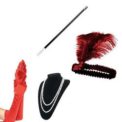 Anni Ruggenti Anni 1920 Ispirato al vintage Guanti Collana Fascia Flapper Il grande Gatsby Charleston Invitato al matrimonio Piuma Tinta unita Piume Costume Per donna Balli di fine anno Feste