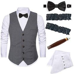 Anni Ruggenti Anni 1920 Retrò Vintage Abiti Gilet Il grande Gatsby Gentiluomo Costume Per uomo Halloween Carnevale Capodanno Carnevale Festa / Sera Mascherata Adulti Cravatta Gilet Altri Accessori