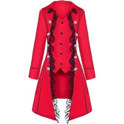 Retrò Vintage Punk Gotico Medievale Cappotto Mascherata Smoking Vampiro Medico della peste Pizzo Costume Per donna Stile Steampunk Halloween Carnevale Mascherata Feste Halloween Adulti Cappotto