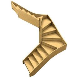 Escalier Sapin Tournant Double Quart – Woodup- Double 1/4 Tournant Gauche Avec Contremarches 285 Cm