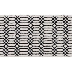 Wide Width Linkage Bath Rug by Mohawk Home in White Black (Size 17" W 24" L)