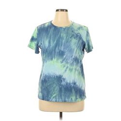 Ekouaer Short Sleeve T-Shirt: Blue Tie-dye Tops - Women's Size X-Large